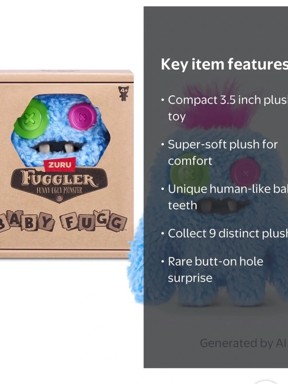 Fuggler Baby Fugg Sasquoosh plush toy packed RARE
